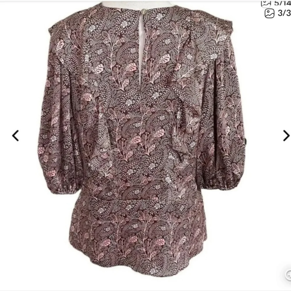572-Ted Baker Floral V-Neck Blouse - Pink - Picture 6 of 6